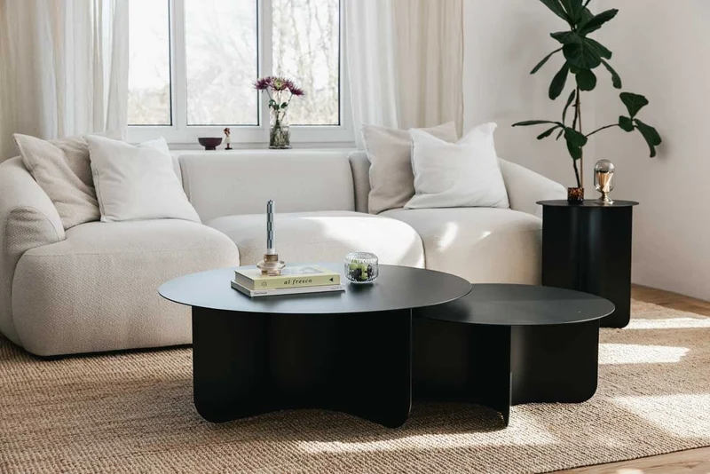 Table basse ronde en acier noir 90x35cm Miro - Metallbude