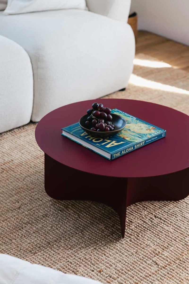 Table basse ronde en acier bordeaux 65x30cm Miro - Metallbude