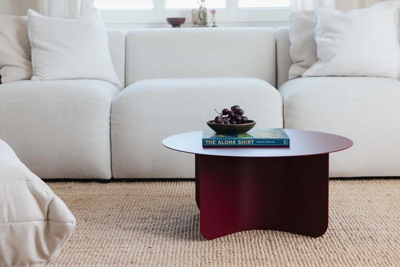 Table basse ronde en acier bordeaux 65x30cm Miro - Metallbude
