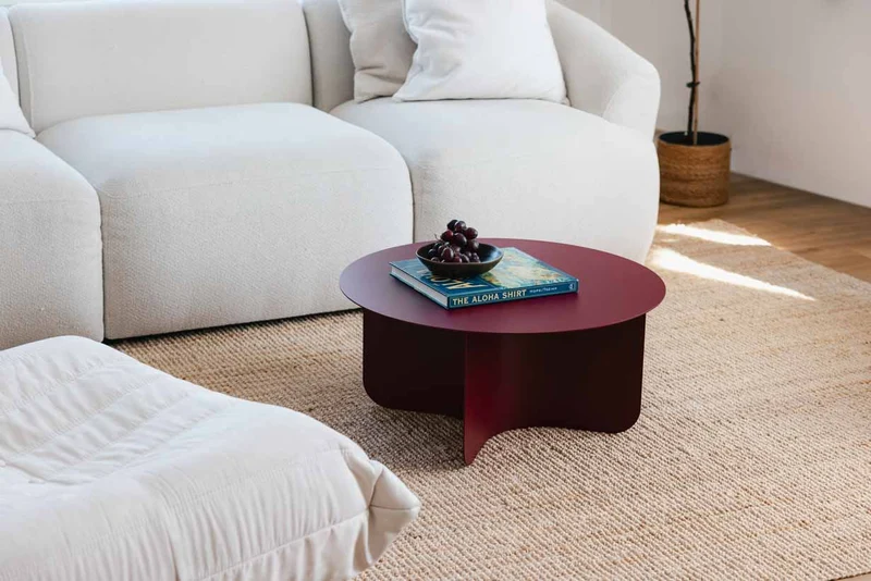 Table basse ronde en acier bordeaux 65x30cm Miro - Metallbude