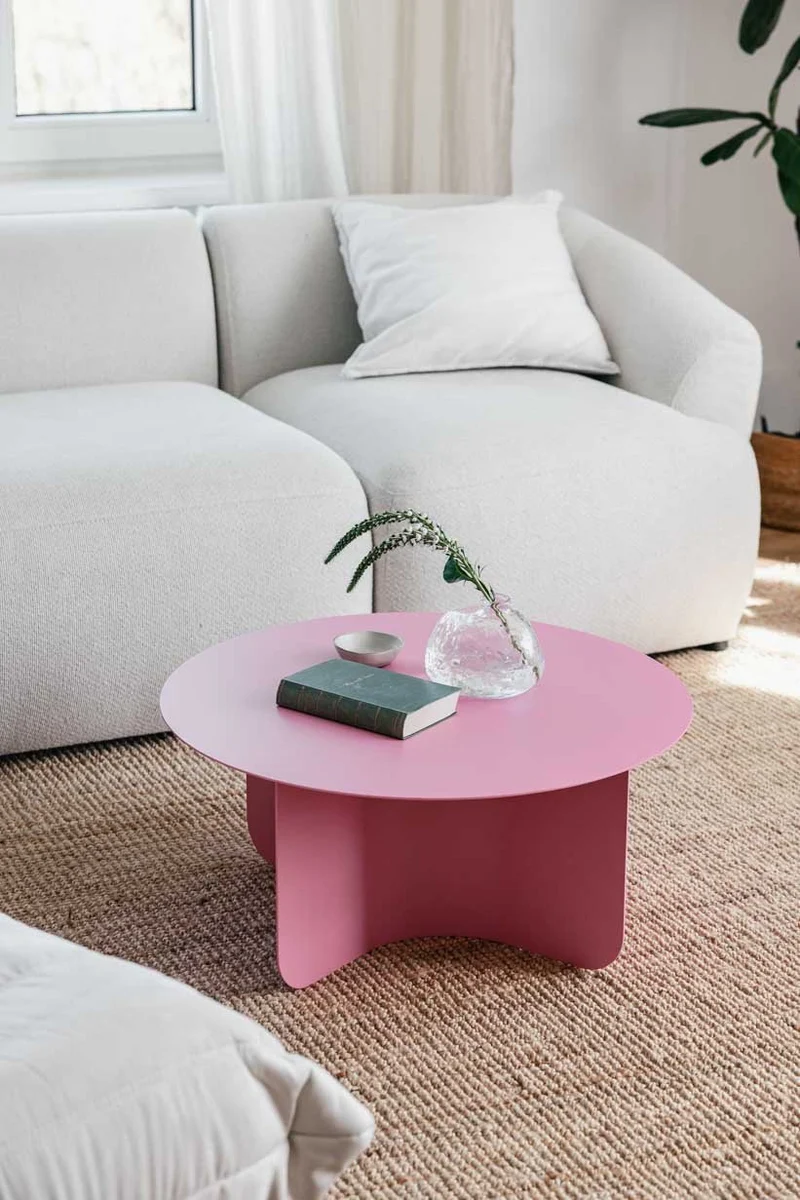 Table basse ronde en acier rose 65x30cm Miro - Metallbude