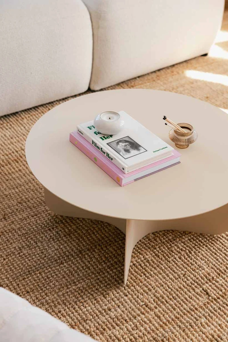 Table basse ronde en acier beige 65x30cm Miro - Metallbude