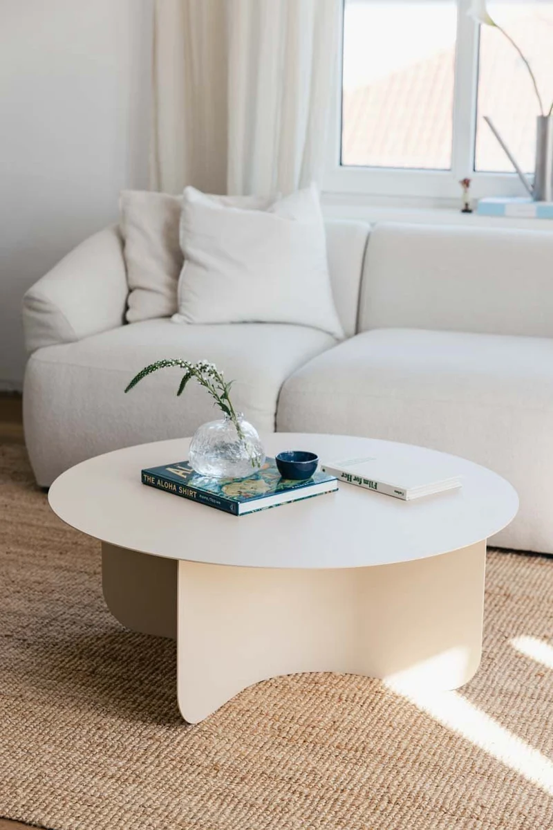 Table basse ronde en acier beige 65x30cm Miro - Metallbude