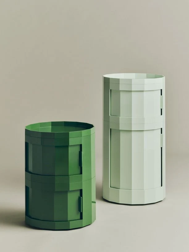 Table de chevet en plastique recyclé vert 2 portes 38x49cm Facet - HAY