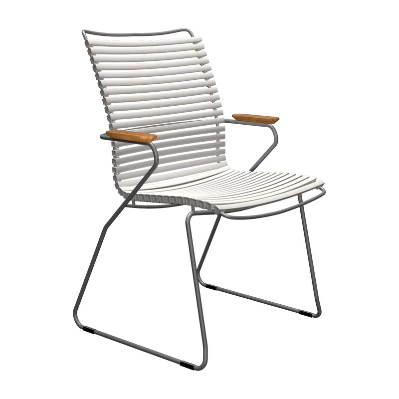 Chaise en métal avec grand dossier et plastique blanc 60x90cm Click - Houe