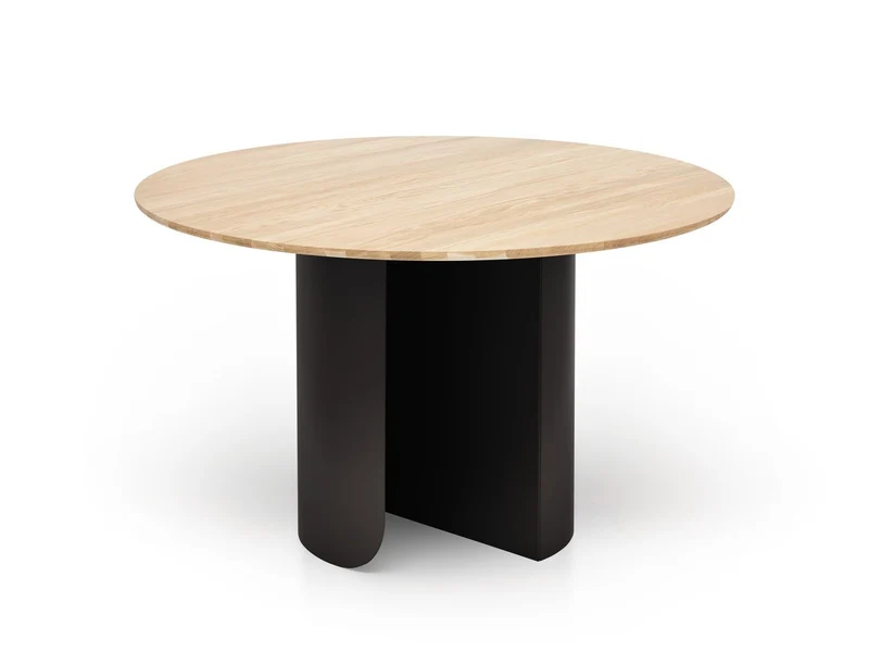 Table à manger ronde en chêne naturel et acier noir 120x74cm Plateau - Fest Amsterdam