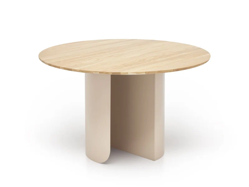Table à manger ronde en chêne naturel et acier beige 120x74cm Plateau - Fest Amsterdam