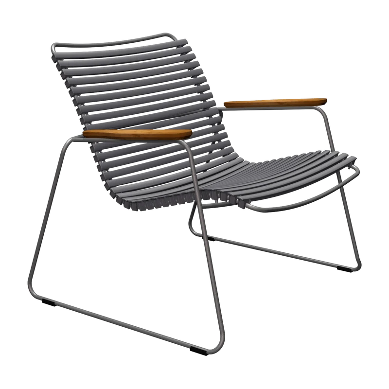 Chaise lounge en métal et plastique gris avec accoudoirs en bambou Click - Houe