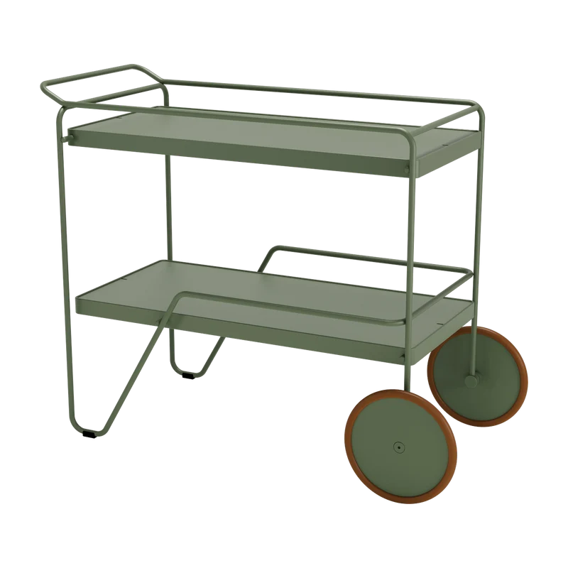 Chariot en aluminium et acier vert olive 75,5x95x46cm Click - Houe