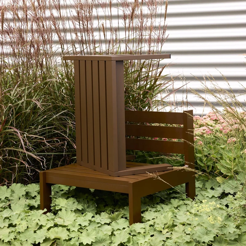 Table à manger de jardin rectangulaire en acier marron 191x80x76cm Haus - Hübsch