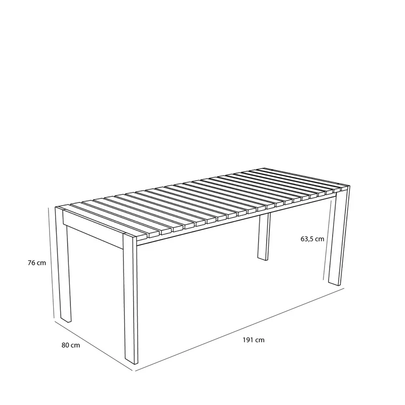 Table à manger de jardin rectangulaire en acier beige 191x80x76cm Haus - Hübsch