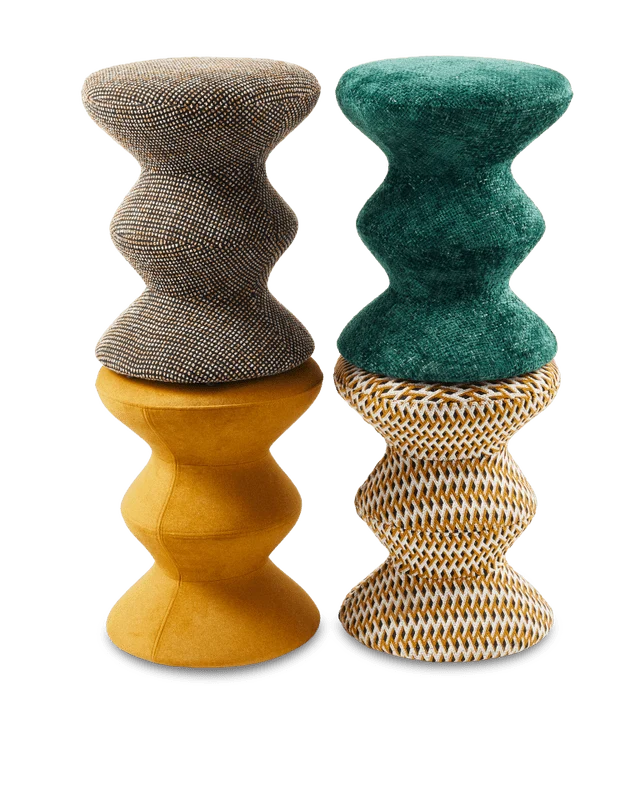 Tabouret en tissu marron Soft 36x47cm Zig Zag - Pols Potten