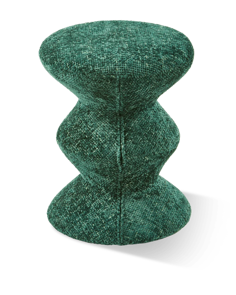 Tabouret en tissu vert foncé Soft 36x47cm Zig Zag - Pols Potten