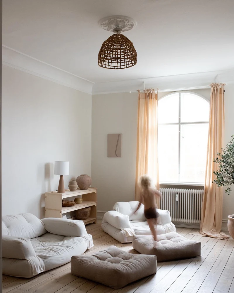 Canapé convertible en coton natural 90x122x66cm Hippo - Karup Design