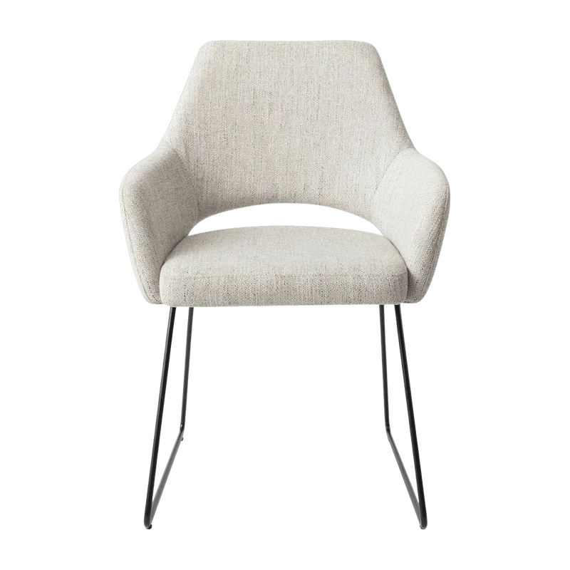 Chaise gris clair pigeon avec pieds élégants en métal noir Yanai - Jesper Home