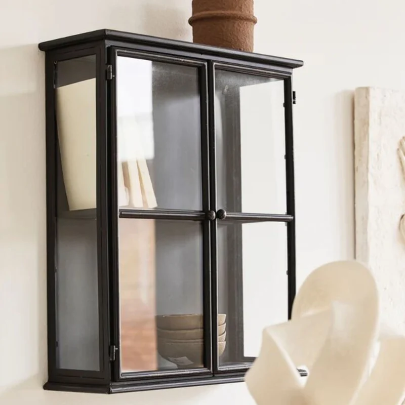 Vitrine murale en fer et en verre noire 50x60cm Downtown - Nordal
