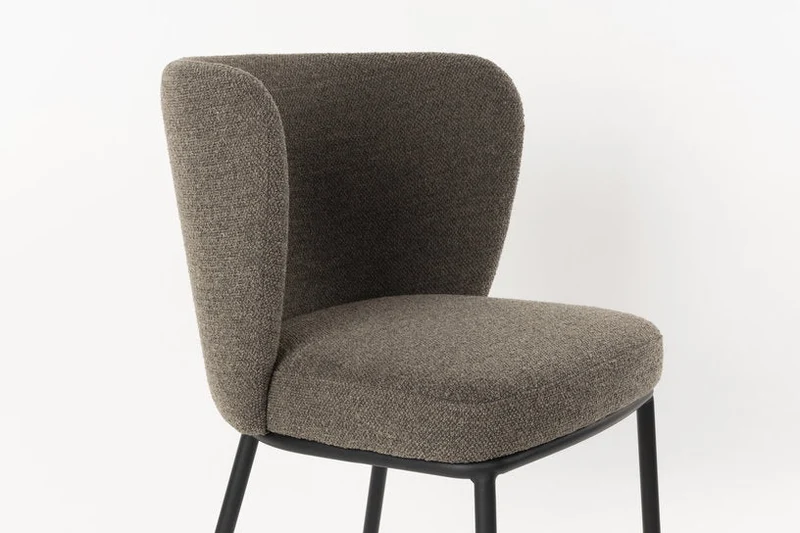 Chaise en tissu marron et métal noir Marius - The Cool Republic