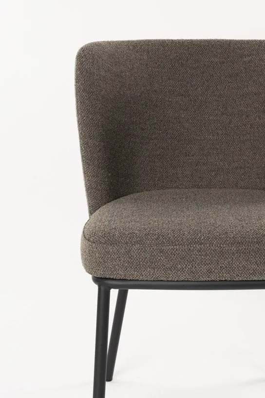 Chaise en tissu marron et métal noir Marius - The Cool Republic