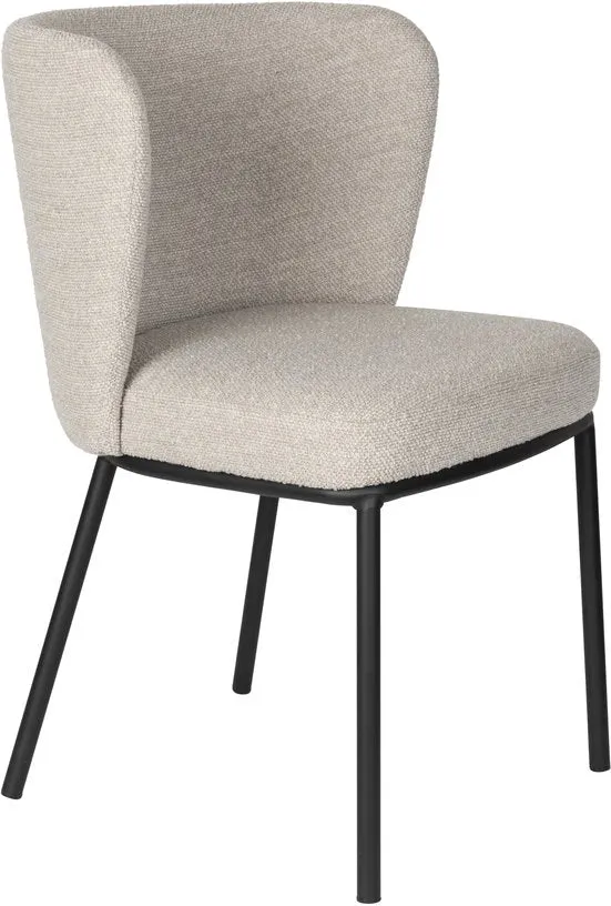 Chaise en tissu beige et métal noir Marius - The Cool Republic