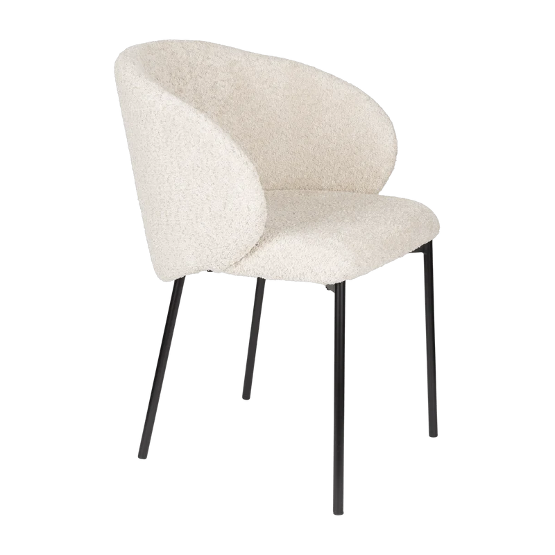 Chaise avec accoudoirs en tissu blanc Elma - The Cool Republic