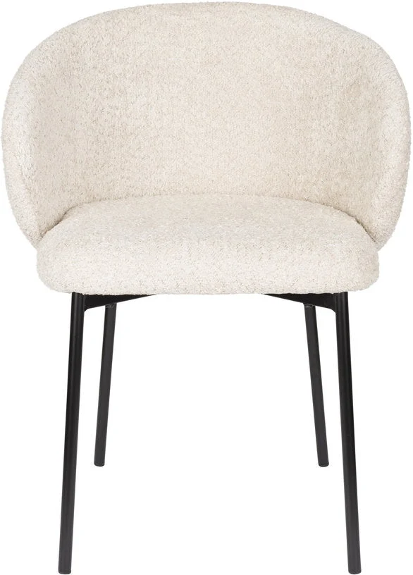 Chaise avec accoudoirs en tissu blanc Elma - The Cool Republic