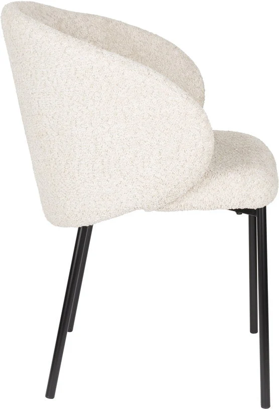 Chaise avec accoudoirs en tissu blanc Elma - The Cool Republic