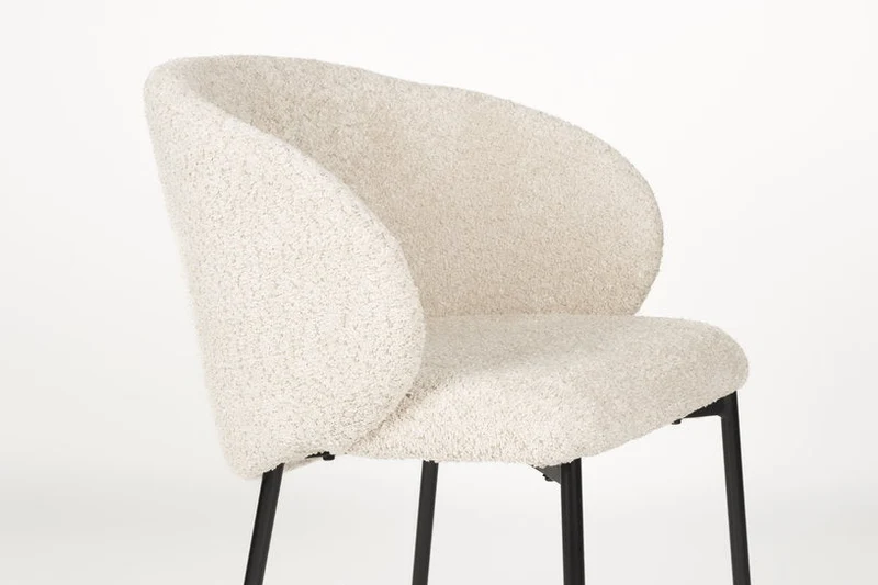 Chaise avec accoudoirs en tissu blanc Elma - The Cool Republic
