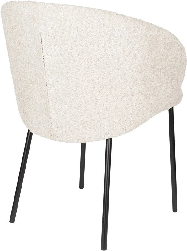 Chaise avec accoudoirs en tissu blanc Elma - The Cool Republic