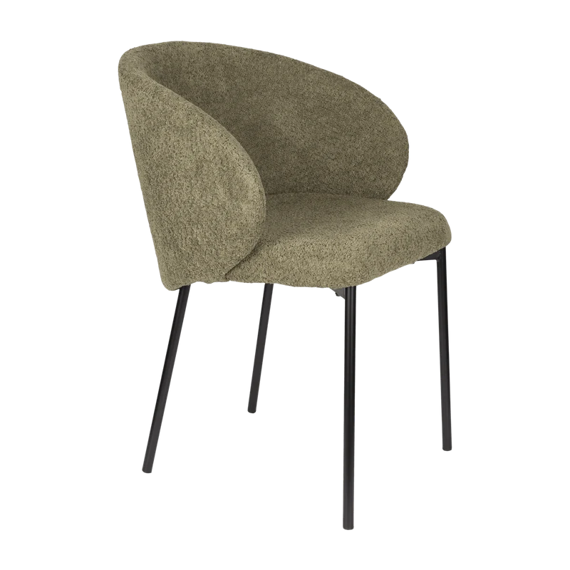 Chaise avec accoudoirs en tissu vert Elma - The Cool Republic