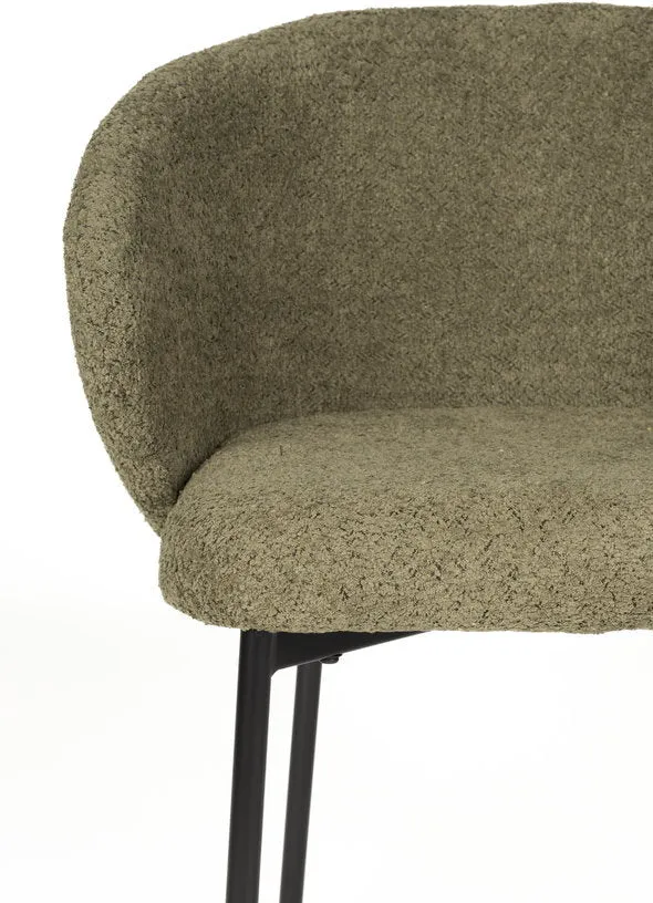 Chaise avec accoudoirs en tissu vert Elma - The Cool Republic