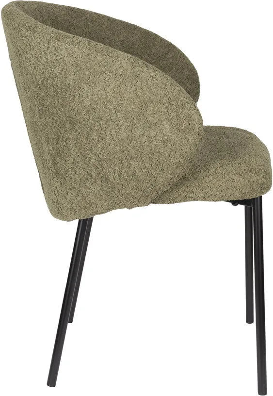 Chaise avec accoudoirs en tissu vert Elma - The Cool Republic