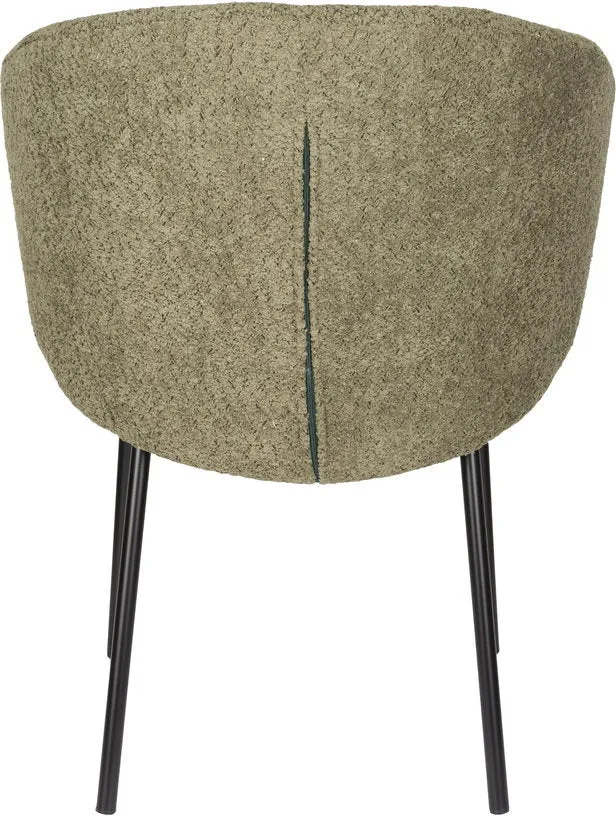 Chaise avec accoudoirs en tissu vert Elma - The Cool Republic