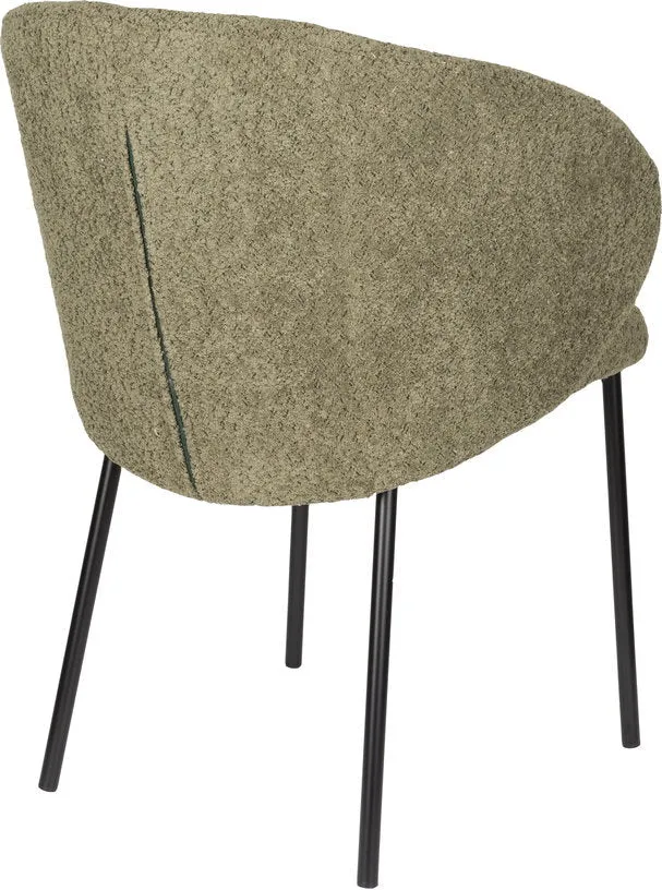 Chaise avec accoudoirs en tissu vert Elma - The Cool Republic