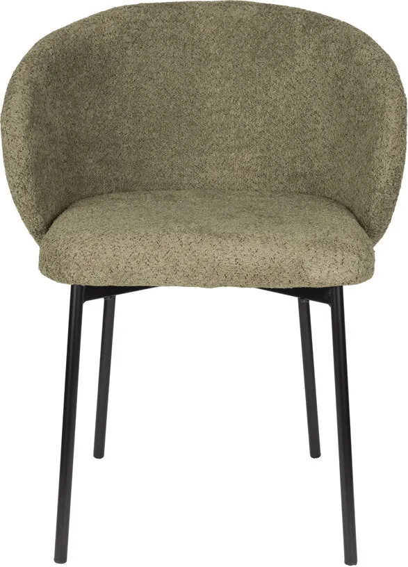 Chaise avec accoudoirs en tissu vert Elma - The Cool Republic