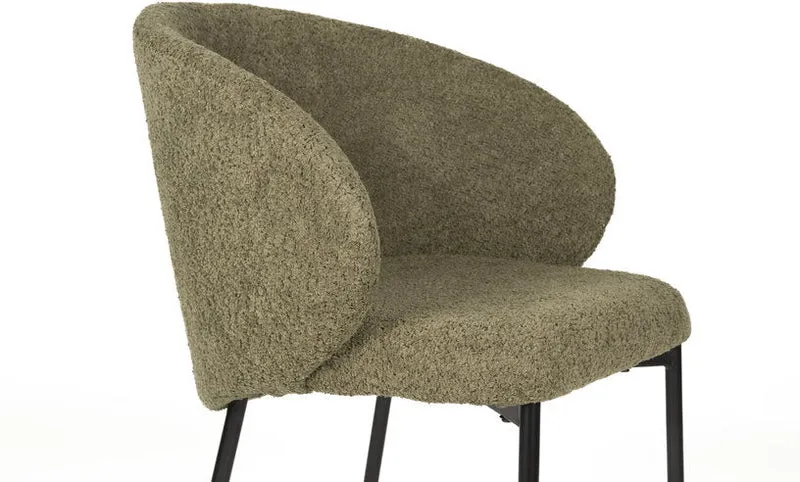 Chaise avec accoudoirs en tissu vert Elma - The Cool Republic