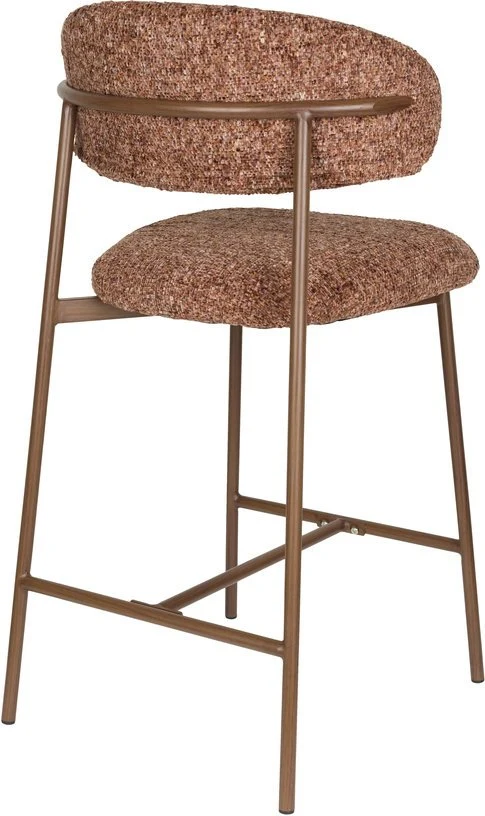 Chaise de bar en tissu marron rouge 65cm Finn - The Cool Republic