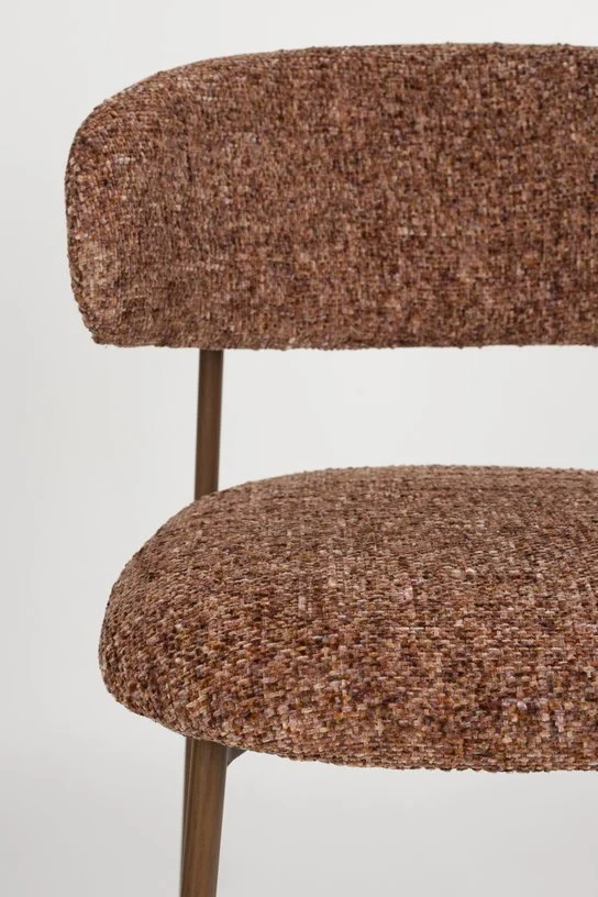 Chaise de bar en tissu marron rouge 65cm Finn - The Cool Republic