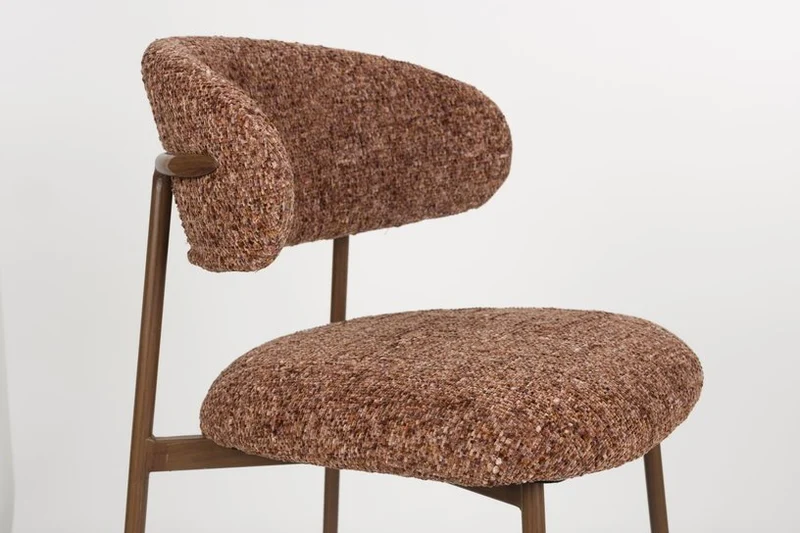 Chaise de bar en tissu marron rouge 65cm Finn - The Cool Republic