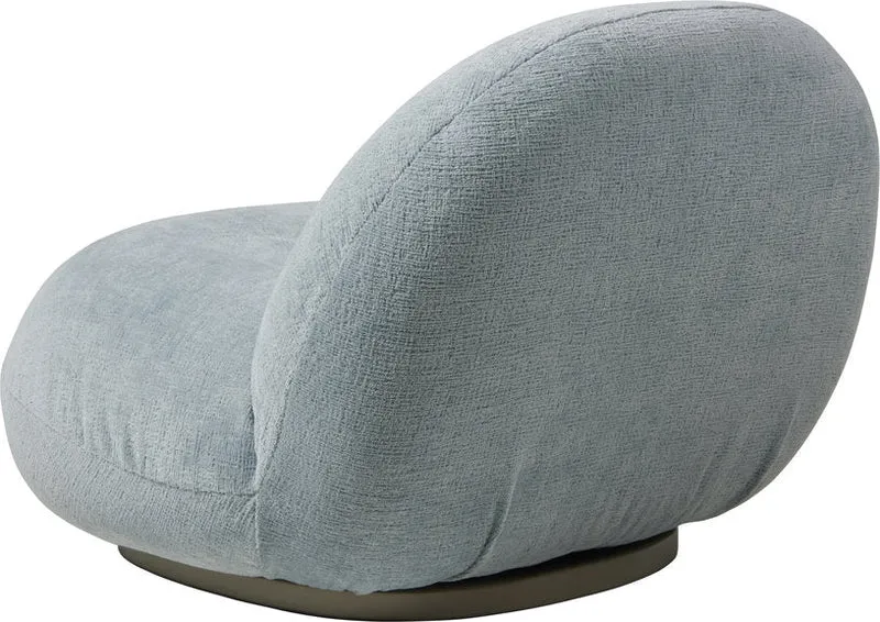 Fauteuil lounge en tissu glamour bleu et métal or nacré Pacha - Gubi
