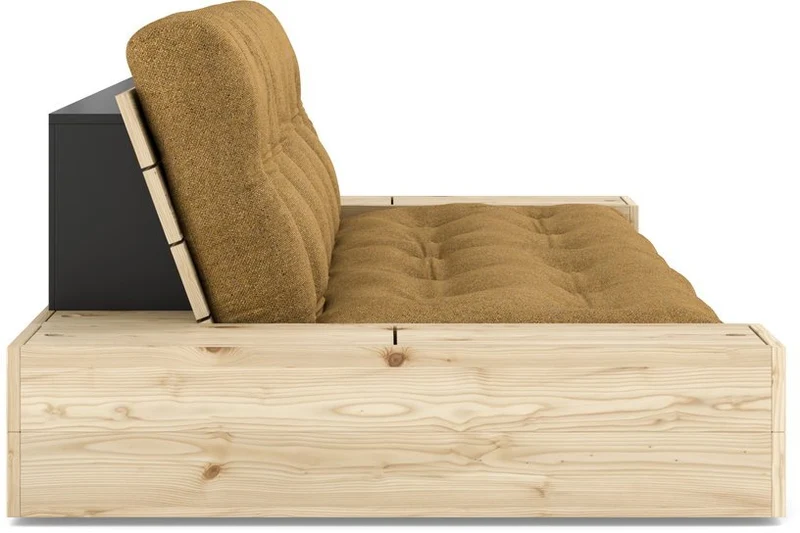Canapé convertible en pin 244x166cm avec futon ocre et rangements Base - Karup Design