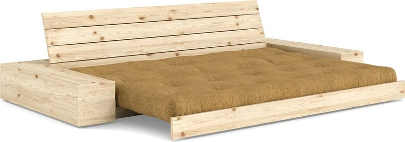 Canapé convertible en pin 244x166cm avec futon ocre et rangements Base - Karup Design