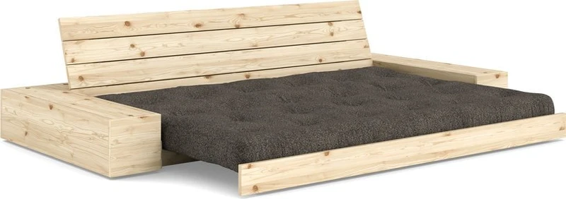 Canapé convertible en pin 244x166cm avec futon marron et rangements Base - Karup Design