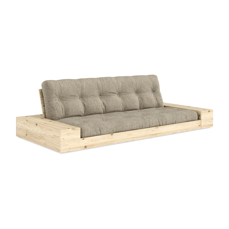 Canapé convertible en pin 244x166cm avec son futon sand et ses deux rangements Base - Karup Design