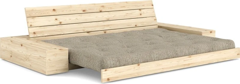 Canapé convertible en pin 244x166cm avec son futon sand et ses deux rangements Base - Karup Design