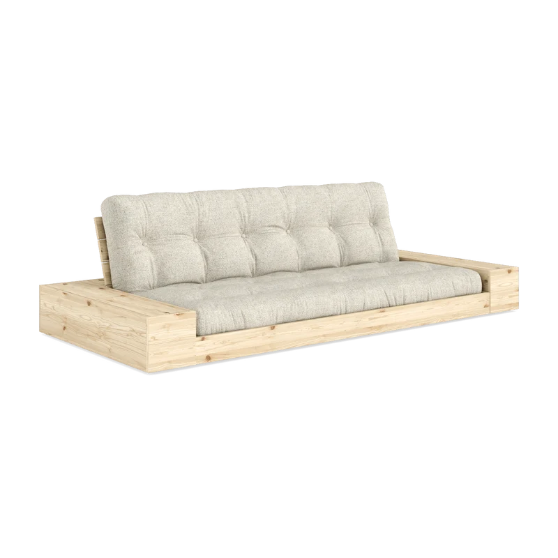 Canapé convertible en pin 244x166cm avec son futon soft chalk et ses rangements Base - Karup Design