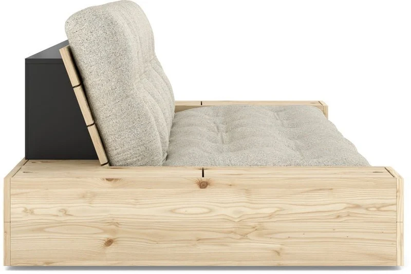 Canapé convertible en pin 244x166cm avec son futon soft chalk et ses rangements Base - Karup Design