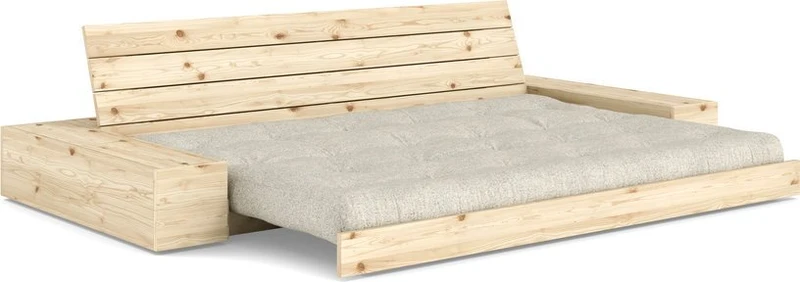 Canapé convertible en pin 244x166cm avec son futon soft chalk et ses rangements Base - Karup Design