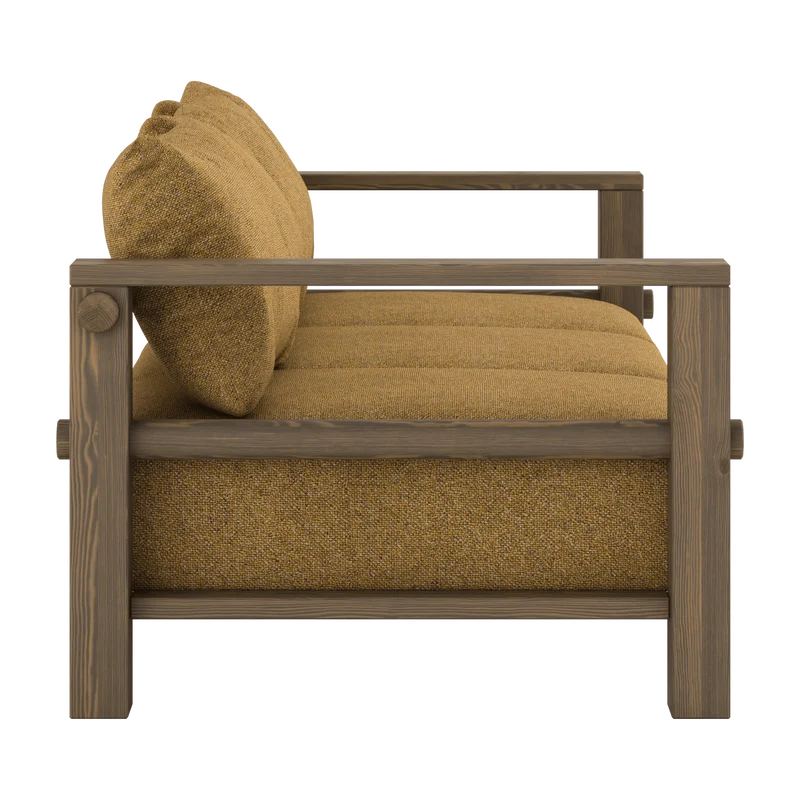Canapé en pin foncé et son futon golden ochre 94x225x82cm Bare - Karup Design