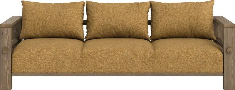 Canapé en pin foncé et son futon golden ochre 94x225x82cm Bare - Karup Design