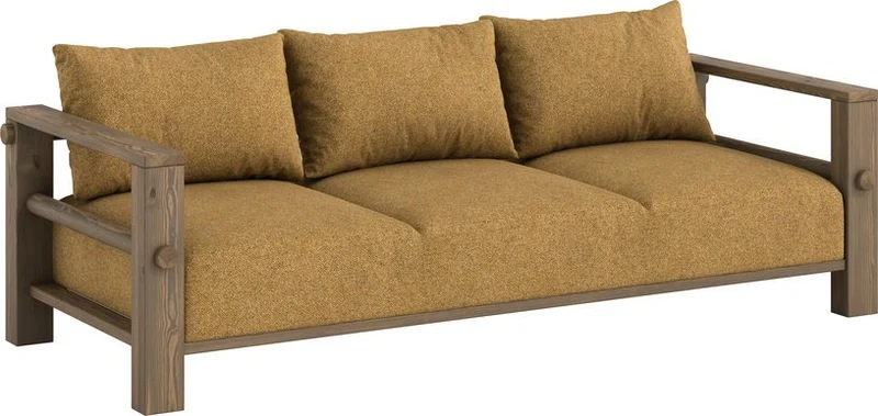 Canapé en pin foncé et son futon golden ochre 94x225x82cm Bare - Karup Design